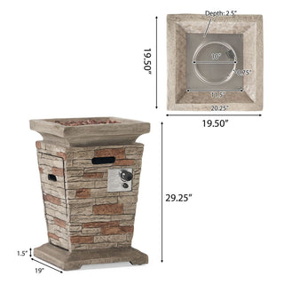 Outdoor 19.50" MGO Fire Column - 40,000 BTU, Natural Stone (Tank Inside)