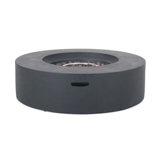 Outdoor 50,000 BTU Round MgO Concrete Propane Fire Pit, Light Gray/Dark Gray  (Tank Cover not Included)