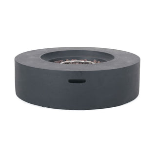 Outdoor 50,000 BTU Round MgO Concrete Propane Fire Pit, Light Gray/Dark Gray  (Tank Cover not Included)