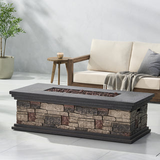 Rectangular MGO Propane Fire Pit, 50,000 BTU Outdoor Gas Fire Table for Patio & Backyard