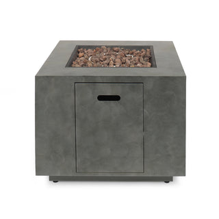 Outdoor Patio Propane Fire Pit 24'' H x 33'' W Square Iron Gas-burning Fire Pit - 50,000 BTU, Tank in side, Dark Grey/Stone Gray