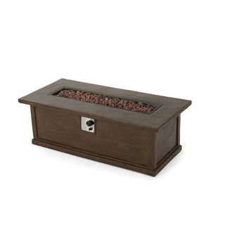 56'' Rectangular Outdoor MGO 50,000 BTU Propane Fire Pit,  Wood-Looking (Tank Cover not Included)