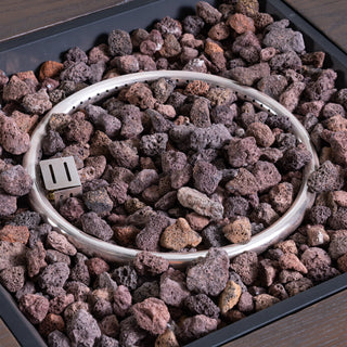 Outdoor Patio 24'' H x 32'' W Square Gas Burning MgO Fire Pit (Tank Inside), Wood-Looking - 40,000 BTU