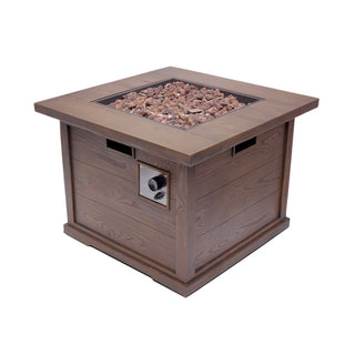 Outdoor Patio 24'' H x 32'' W Square Gas Burning MgO Fire Pit (Tank Inside), Wood-Looking - 40,000 BTU