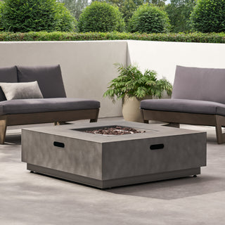 Square Iron Propane Fire Pit Table, 50,000 BTU Outdoor Gas Heater for Patio Gathering