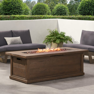 56'' Rectangular Outdoor MGO 50,000 BTU Propane Fire Pit,  Wood-Looking (Tank Cover not Included)