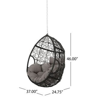Outdoor Teardrop Swing Chair With Polyethylene Rattan And Cushions